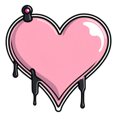 pink chrome heart drip sticker