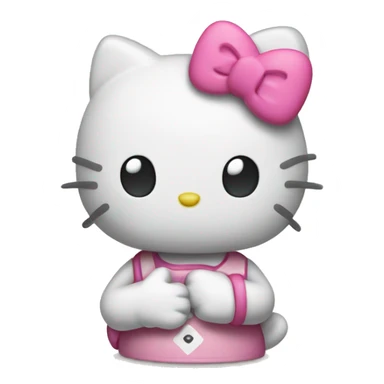 hello kitty doing peace sign with hand sticker