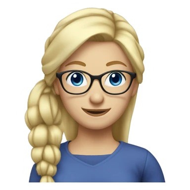  Blonde hair in a pony tail, blue eyes, glasses, lady sticker