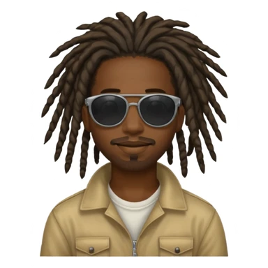 a black african guy with dreadlocks, wearing black shades and aura farming emoji sticker