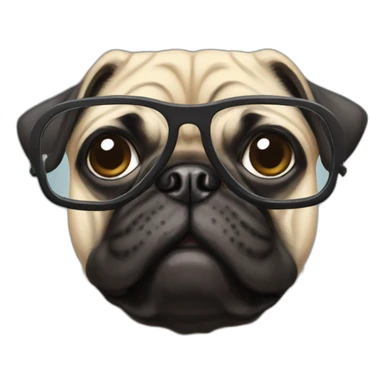 Pug with glasses sticker
