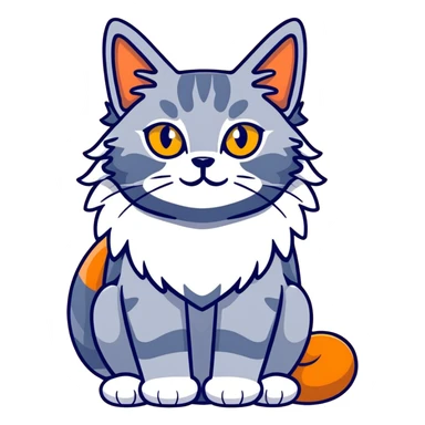 blue-gray maine coon cat with yellow eyes sticker