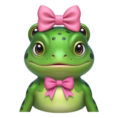 charming frog with pink bow, bust up sticker