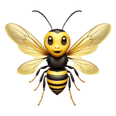 Cinematic Cheeky Wasp Portrait Emoji, Head tilted dramatically with an exaggeratedly shocked expression, featuring a slender, sharply striped body with wide, comically expressive eyes full of playful disbelief and animated, fluttering wings, Simplified yet hilariously expressive features, highly detailed, glowing with a slightly sassy glow, high shine, dramatic yet playful, stylized with an air of cheeky insect mischief, soft glowing outline, capturing the essence of a meme-worthy wasp that looks ready to buzz its way into viral fame! sticker