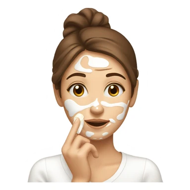 Girl with brown hair putting face cream  sticker