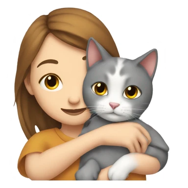 cat cuddles human girl sticker
