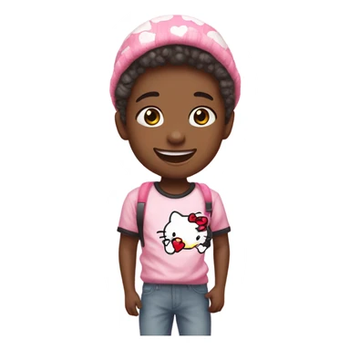 Boy hello kitty with hearts sticker