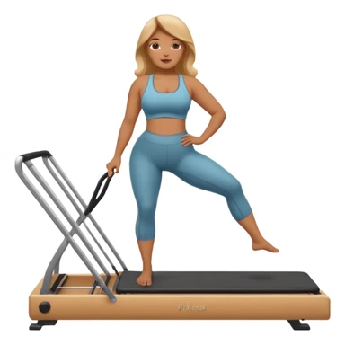 Curvy girl on a reformer Pilates machine.  sticker