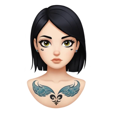 black hair, eyeliner, tattoo girl sticker