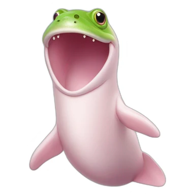 Pink beluga whale with the face of a frog sticker