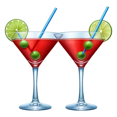 Create an two emoji of red and yellow martini cocktail, cheers with blue and green cocktail sticker