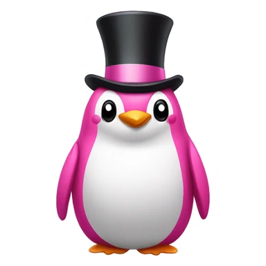 Top hat smiling Pink penguin  sticker
