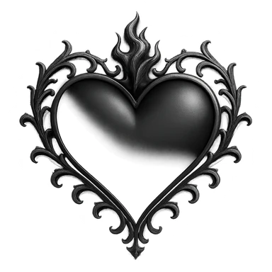 goth black white heart 3d  , remove background  sticker