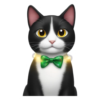 Tuxedo cat with cute christmas lights sticker