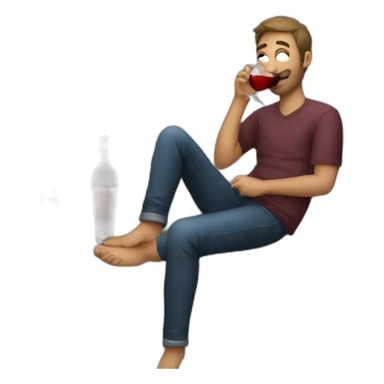 guy on couch drinking wine sticker