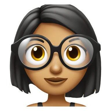 Chica de cabello lacio negro piel morena gafas transparentes ojos negros sticker