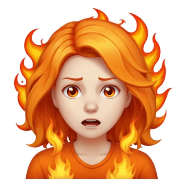 Woman with hair on fire looking stressed and panicked sticker