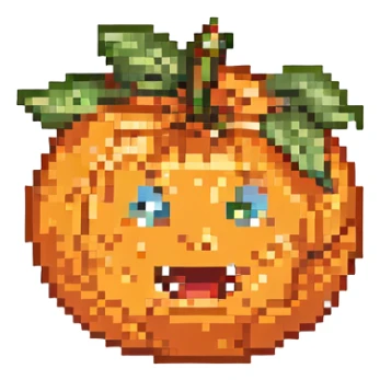 tangerine fruit with a laughing-crying expression sticker
