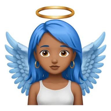 brown girl ,blue hair,  angel sticker