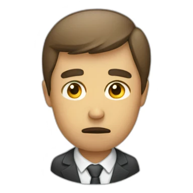 sad man attending meeting sticker