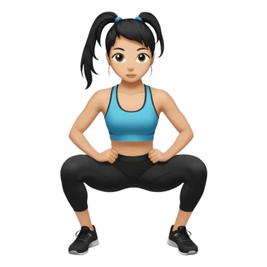 Women with long black ponytail doing a squat with no weights sticker