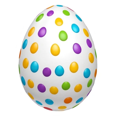 3D emoji of an Easter egg with a smooth surface, featuring colorful polka dots in various sizes, and a glossy finish in emoji style. sticker