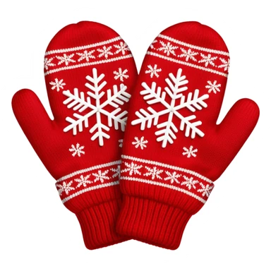 Red Mittens with white snowflake  sticker