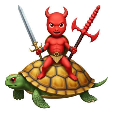 A devil in a turtle carapace add devil sword sticker
