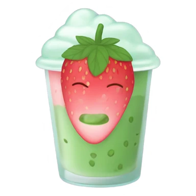 Iced Strawberry matcha with boba sticker