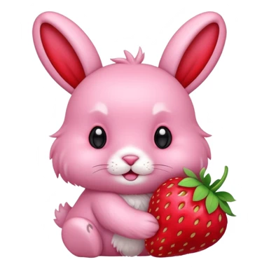pink bunny holding strawberry sticker