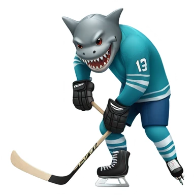 Shark playing hockey sticker