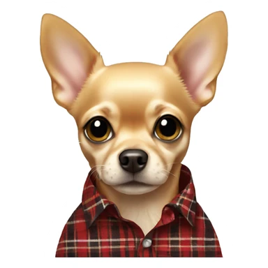 Golden Chihuahua wearing a red and black plaid shirt sticker