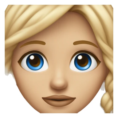 crea un amoji de una chica de 30 años, con el pelo largo, balayaje rubio claro en puntas y raiz más oscura, piel tono medio, color de ojos azul, piercing en la nariz del lado izquierdo. sonris sticker