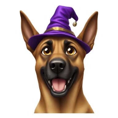 malinois dog with wizard scared sticker