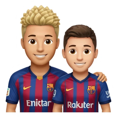 Prime noodle hair ronaldo and prime 2012 messi Smiling in one Photo and make it realistic Ronaldo wearing Number 7 With Madrid and Messi wearing number 10 with barca  sticker
