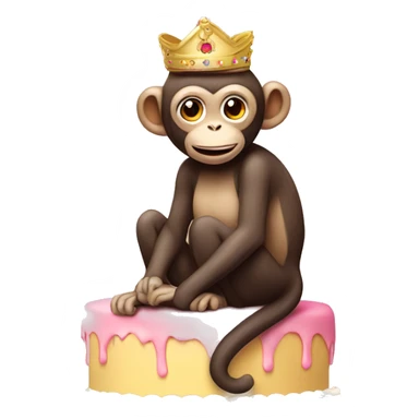 Monkey sitting on pride cake sticker