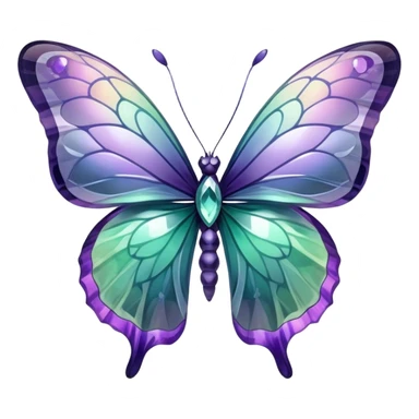 Iridescent Fluorite crystal gemstone butterfly  sticker
