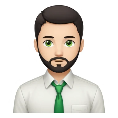 Man with a short full beard, Styled hair, Best looking man in the planet, onepiece style dark hair, green eyes, more anime style more maskulin. Wearing a white formal shirt, first buttons open sticker