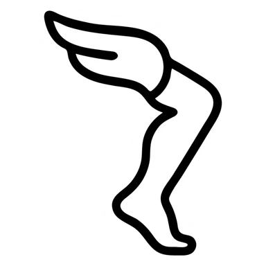 a flying leg with wings, outlined and simple sticker