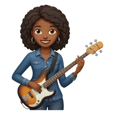 black woman with bass guitar  sticker