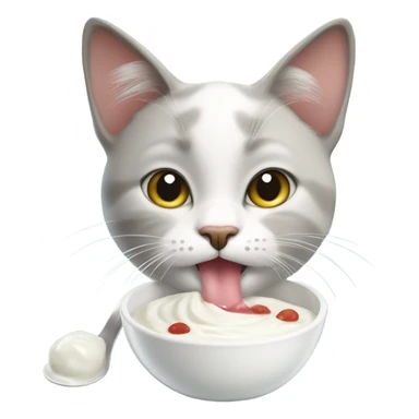 Cat eating yogurt  sticker