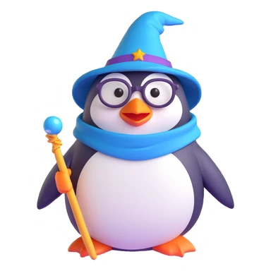 A penguin wizard wearing glasses sticker
