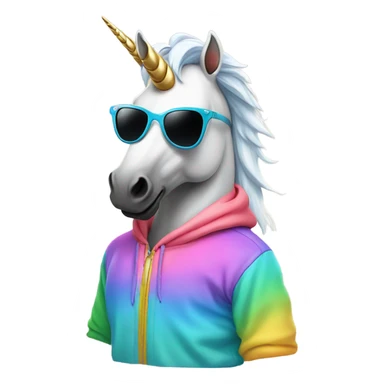 Unicorn with hoodie and sunglasses  sticker