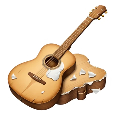 acoustic guitar with white paper tears & rips over it sticker