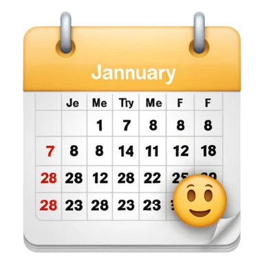 An emoji of a Calander page showing only January 30, no other dates sticker