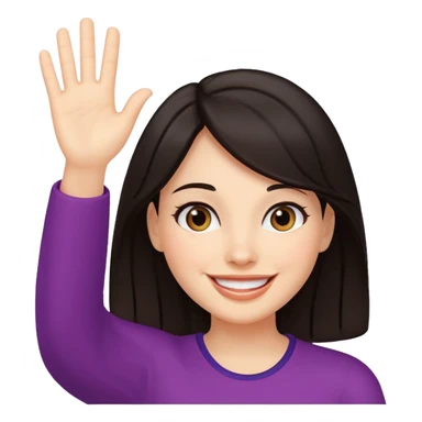 mujer de pelo oscuro saludando hello sticker
