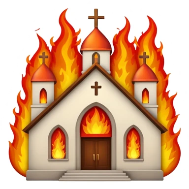 A church which is one fire ans its glowing sticker