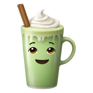 Realistic Matcha latte in pastel mug sticker
