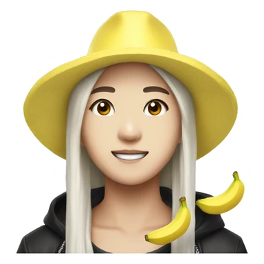 kpop idol with banana hat sticker