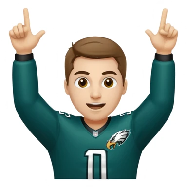 Eagles fan celebrating hard has number 1 on jersey  sticker